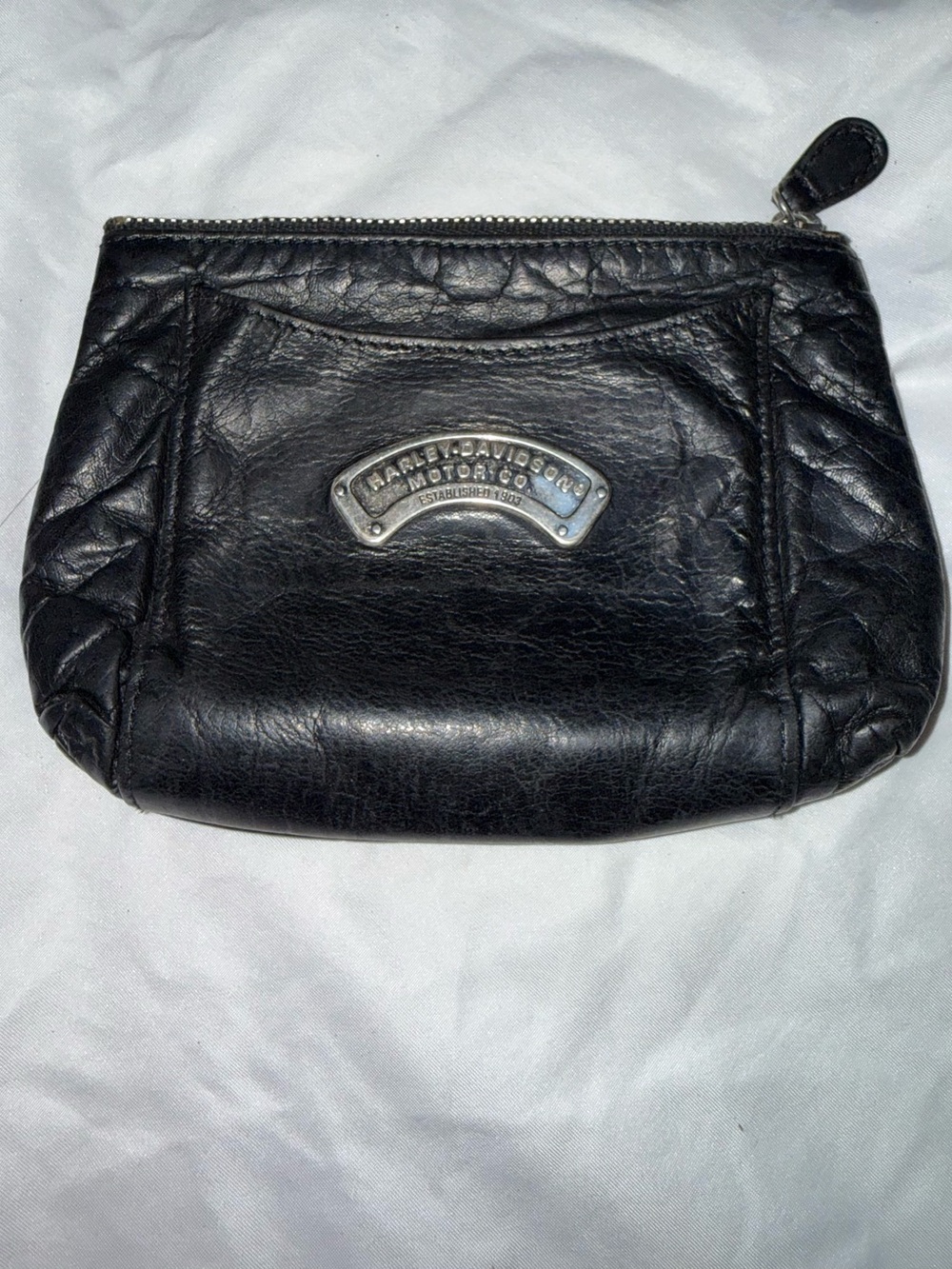 Harley Davidson leather change purse  needs new zipper